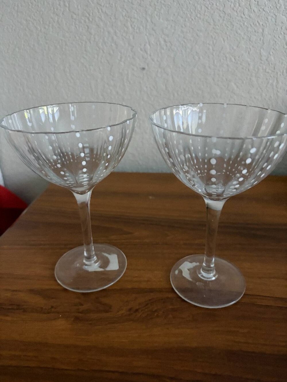 Set of 2 Zafferano Clear Beaded Martini Coupe Glass-